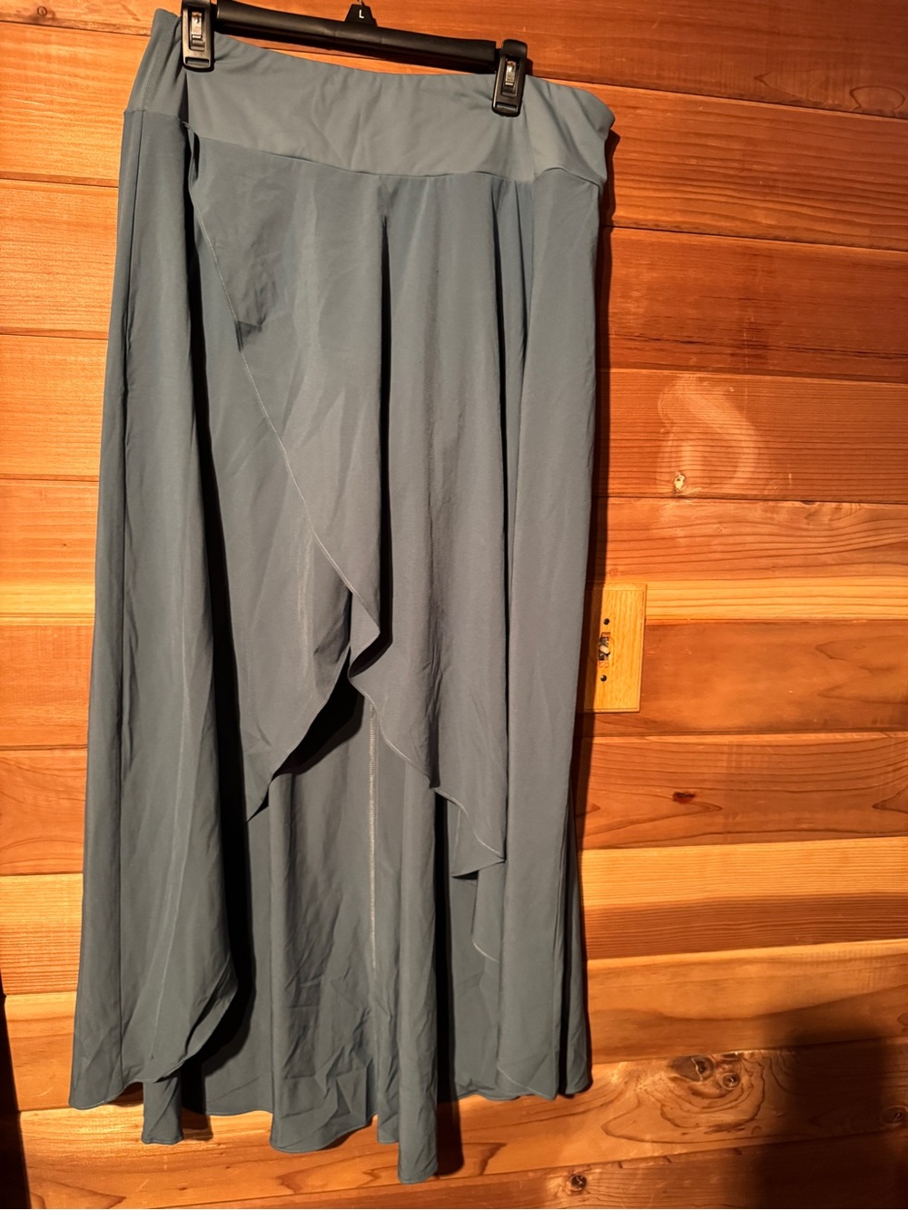 HALARA Slate Blue Maxi Skirt with Draped Front